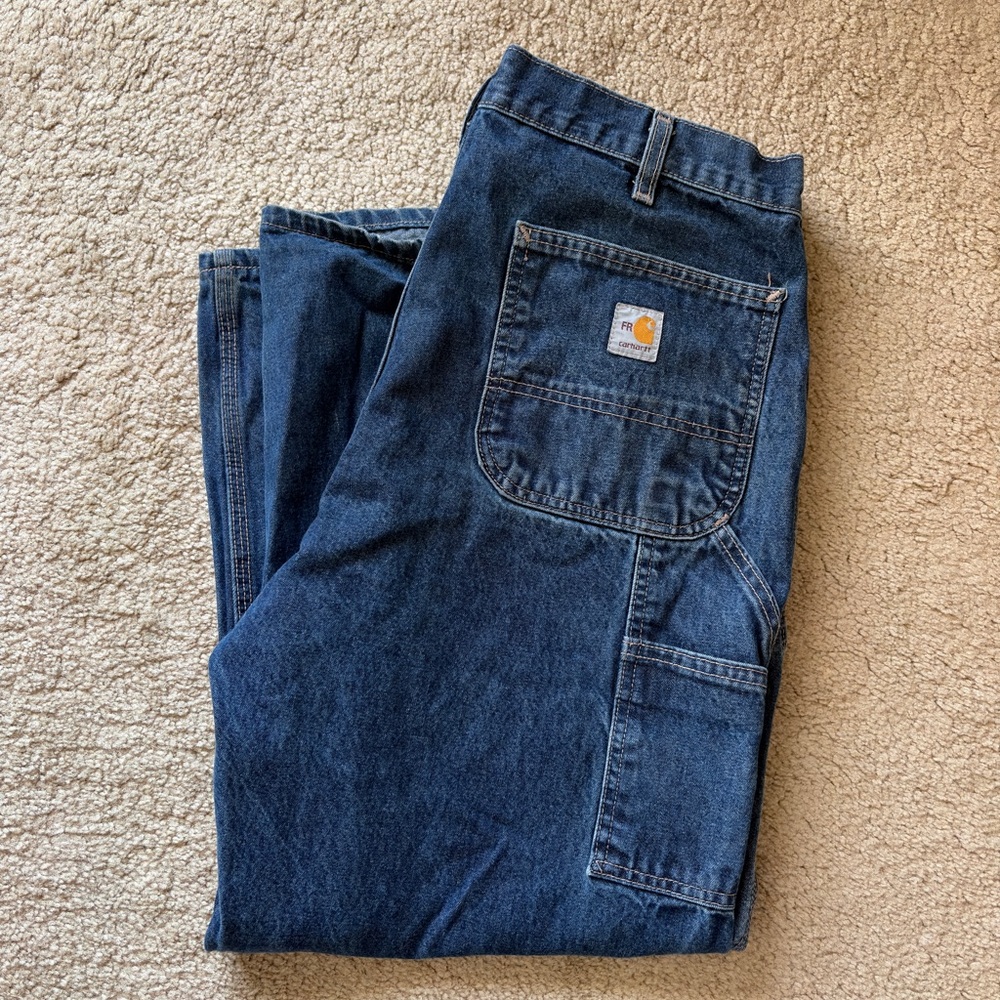 Carhartt Men's Relaxed Fit Dark Blue Carpenter Jeans